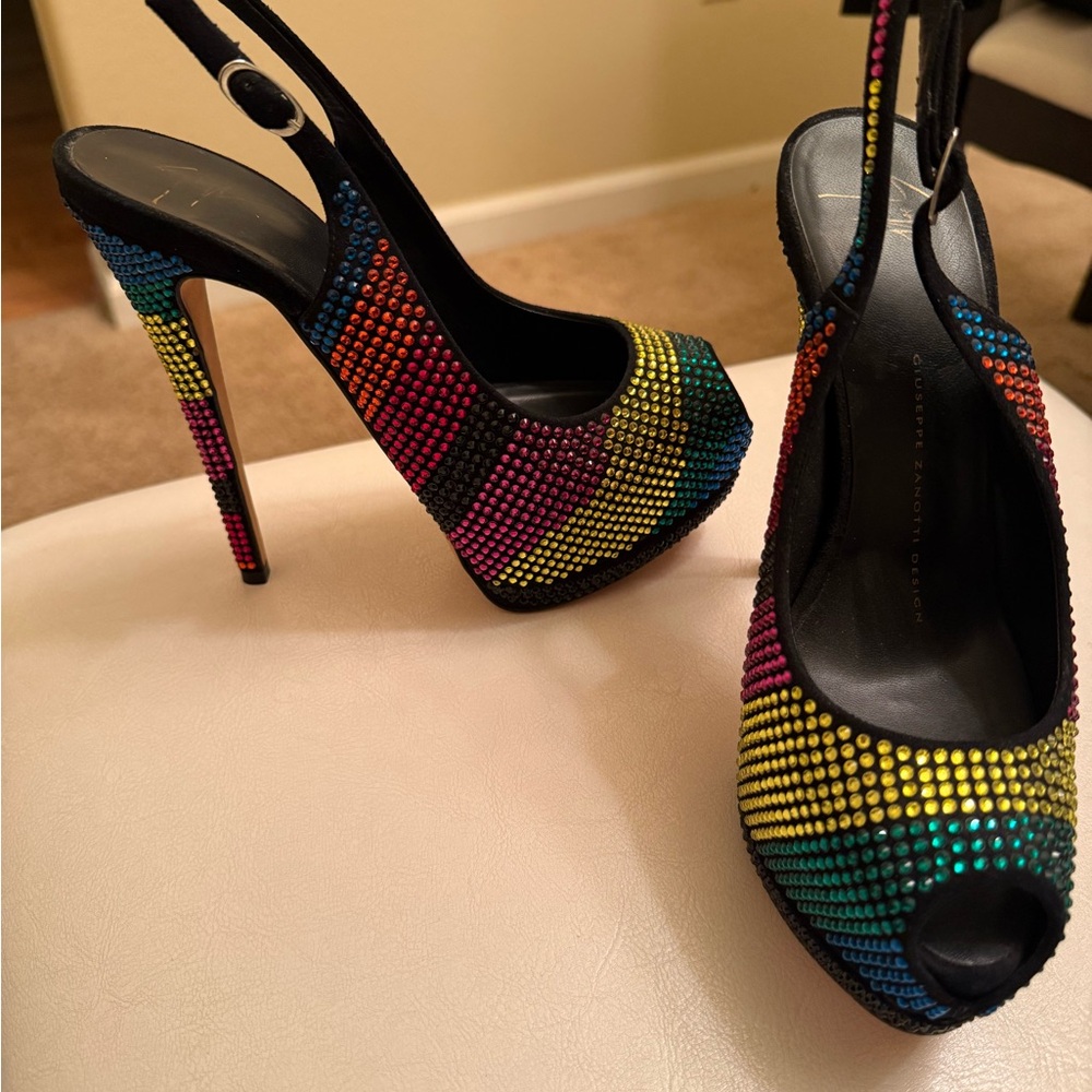 Giuseppe Zanotti Multicolor Rhinestone Heels